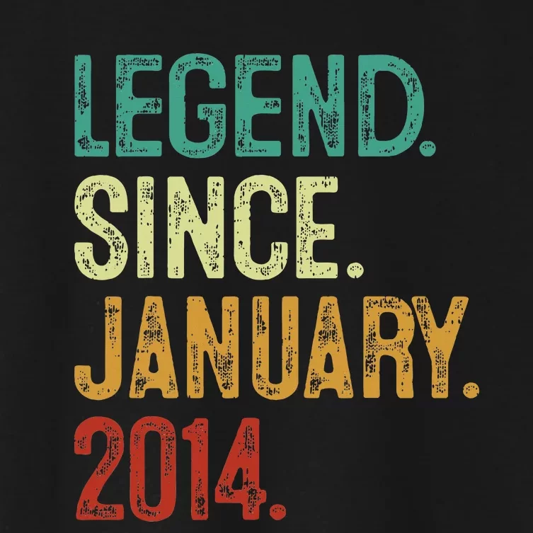 10 Years Old Legend Since January 2014 10th Birthday Women's Crop Top Tee