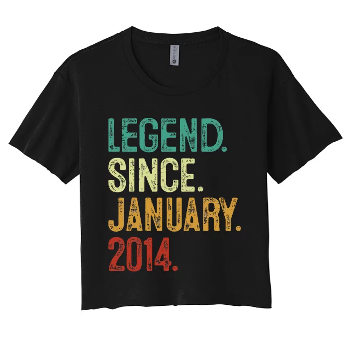 10 Years Old Legend Since January 2014 10th Birthday Women's Crop Top Tee