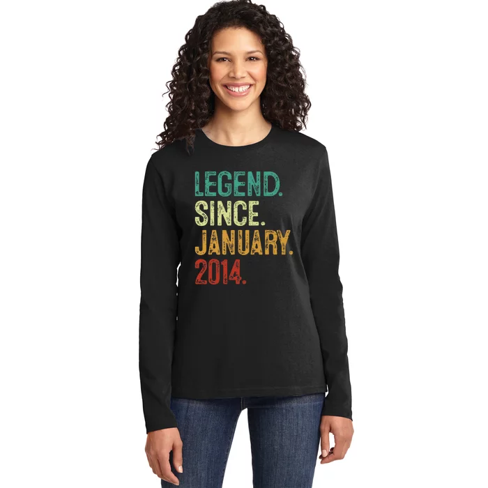 10 Years Old Legend Since January 2014 10th Birthday Ladies Long Sleeve Shirt