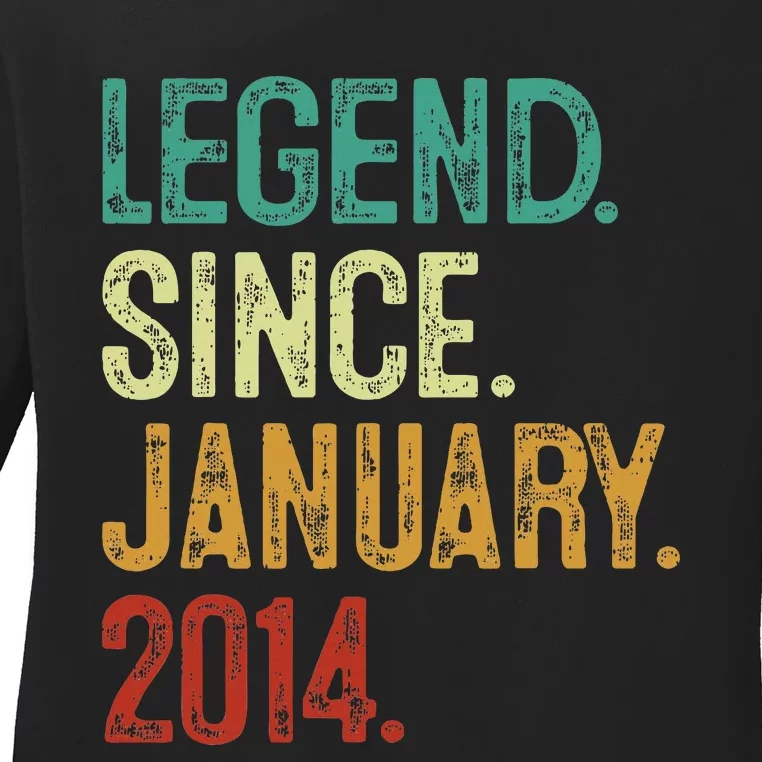 10 Years Old Legend Since January 2014 10th Birthday Ladies Long Sleeve Shirt