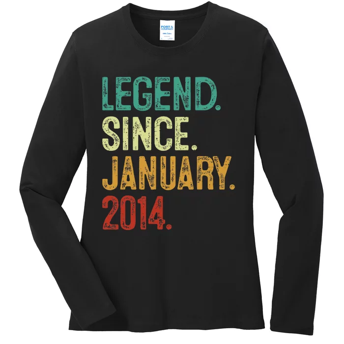 10 Years Old Legend Since January 2014 10th Birthday Ladies Long Sleeve Shirt