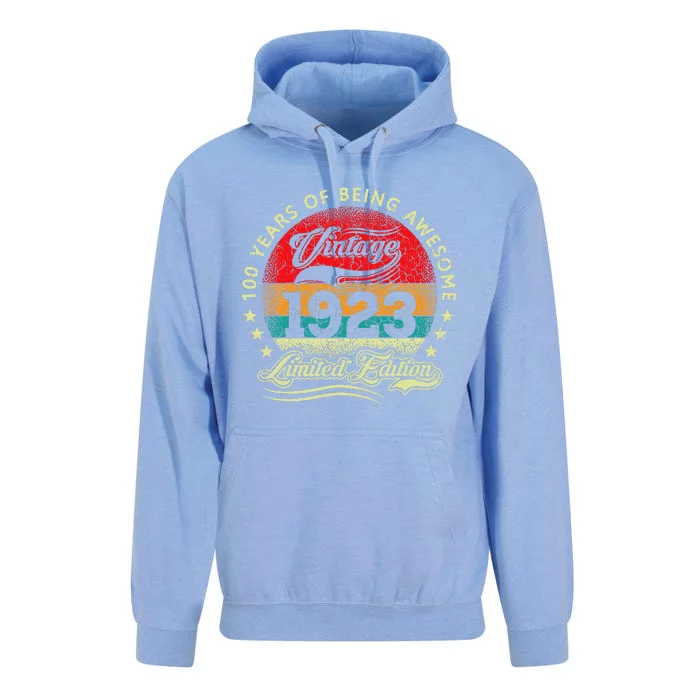 100 Year Old Gifts Vintage 1923 Limited 100th Birthday 100. Unisex Surf Hoodie