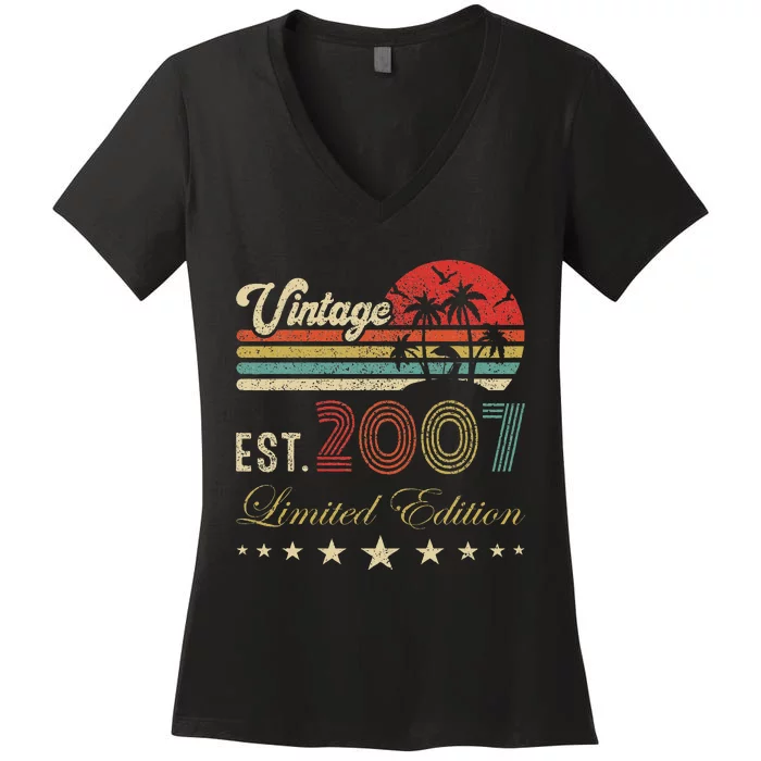 17th Years Old Vintage Limited 2007 Edition 17 Birthday Women's V-Neck T-Shirt