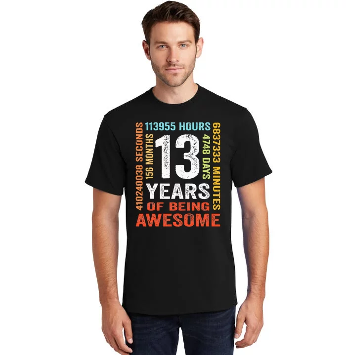 13 Years Old 13th Birthday Gift Vintage 156 Month Tall T-Shirt