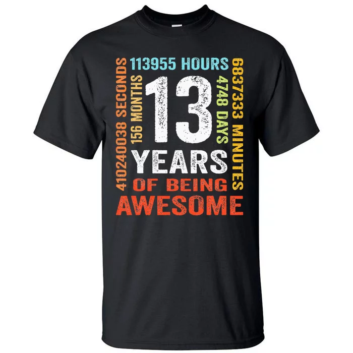 13 Years Old 13th Birthday Gift Vintage 156 Month Tall T-Shirt