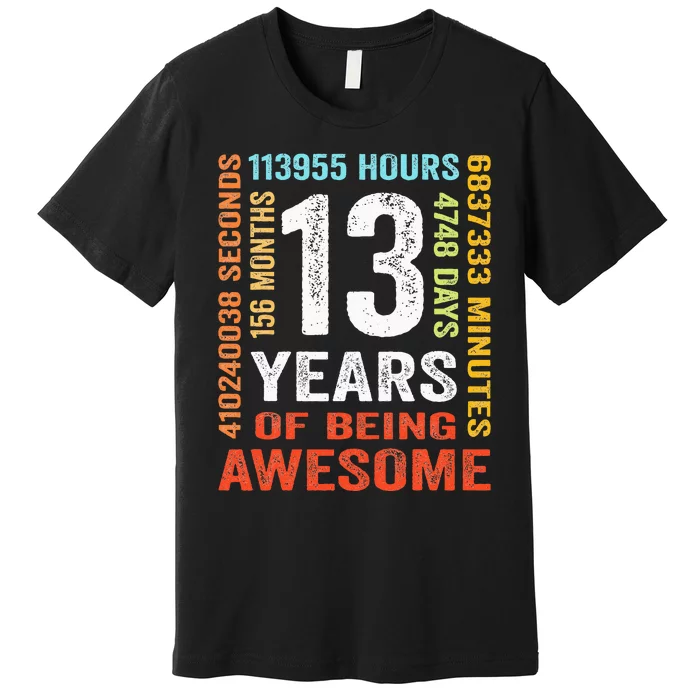 13 Years Old 13th Birthday Gift Vintage 156 Month Premium T-Shirt