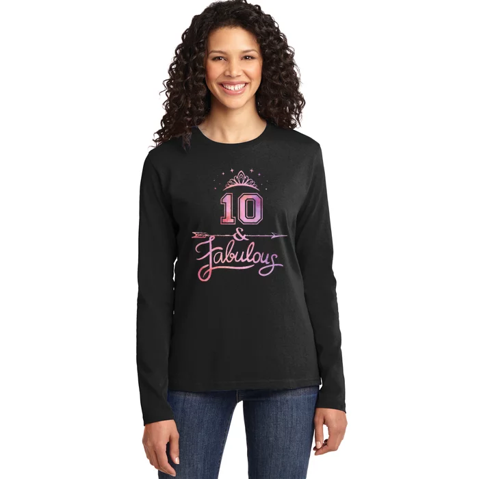 10 Years Old And Fabulous Girl 10th Birthday Ladies Long Sleeve Shirt