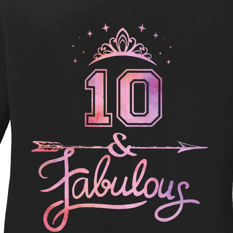 10 Years Old And Fabulous Girl 10th Birthday Ladies Long Sleeve Shirt