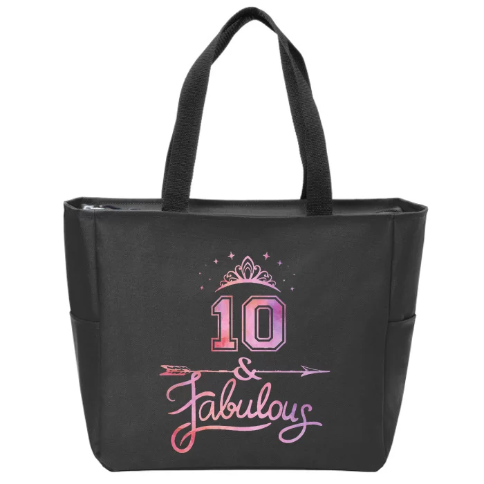 10 Years Old And Fabulous Girl 10th Birthday Zip Tote Bag