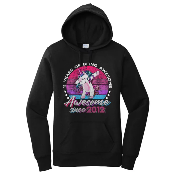 11 Years Old Dabbing Unicorn Gifts 11th Birthday Party Women's Pullover Hoodie