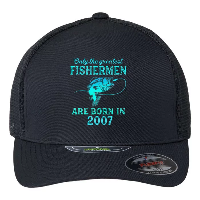 16 Years Old Fisherman Born In 2007 16th Birthday Flexfit Unipanel Trucker Cap