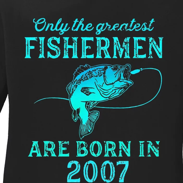 16 Years Old Fisherman Born In 2007 16th Birthday Ladies Long Sleeve Shirt