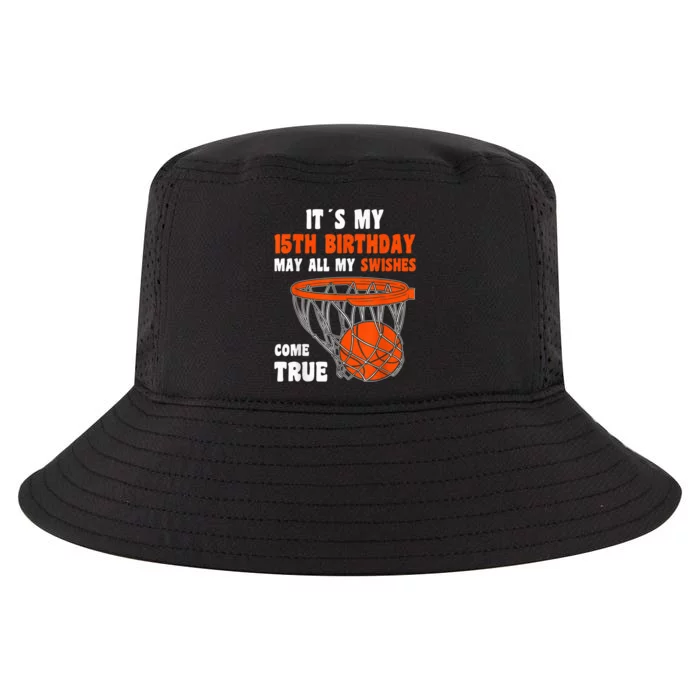 15 Year Old Happy 15th Birthday Basketball 15th Birthday Cool Comfort Performance Bucket Hat