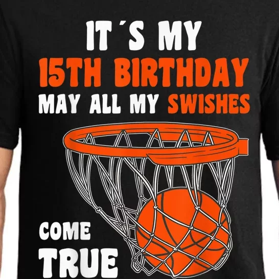 15 Year Old Happy 15th Birthday Basketball 15th Birthday Pajama Set