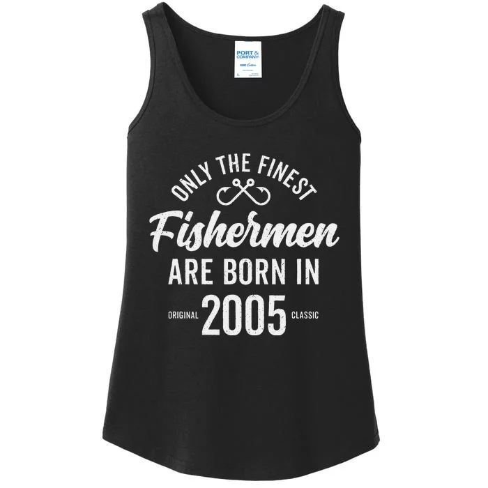 18 Year Old Fisherman Fishing 2005 18th Birthday Funny Ladies Essential Tank