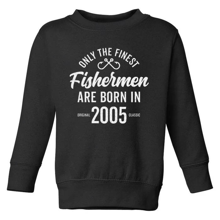 18 Year Old Fisherman Fishing 2005 18th Birthday Funny Toddler Sweatshirt