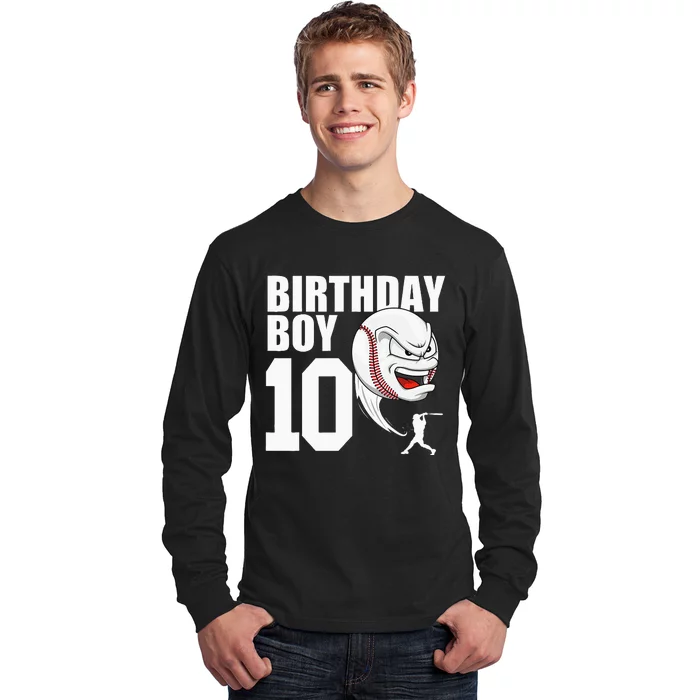 10 Year Old Baseball Birthday Party Theme 10th Gift For Boy Long Sleeve Shirt