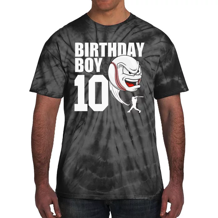 10 Year Old Baseball Birthday Party Theme 10th Gift For Boy Tie-Dye T-Shirt