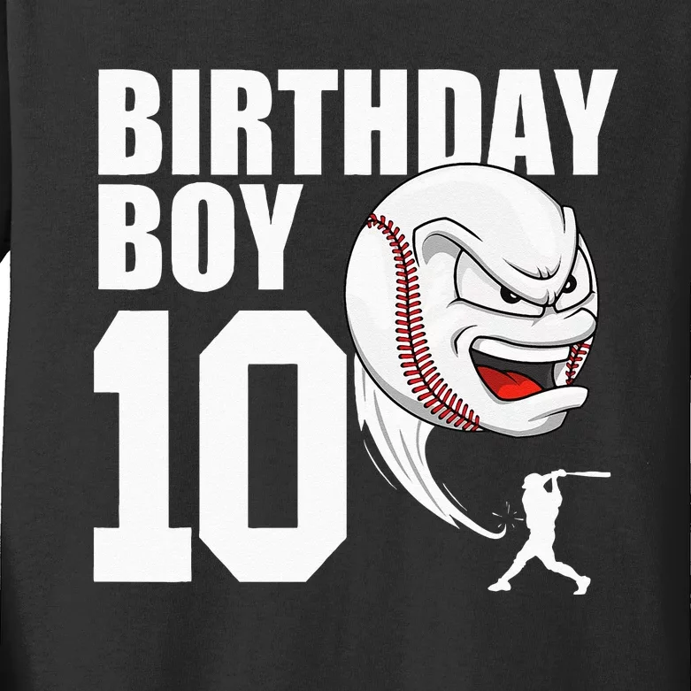 10 Year Old Baseball Birthday Party Theme 10th Gift For Boy Kids Long Sleeve Shirt