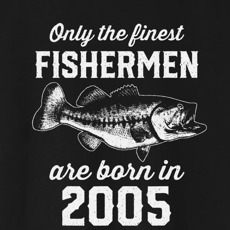 18 Year Old Fisherman Fishing 2005 18th Birthday Gift Women's Crop Top Tee