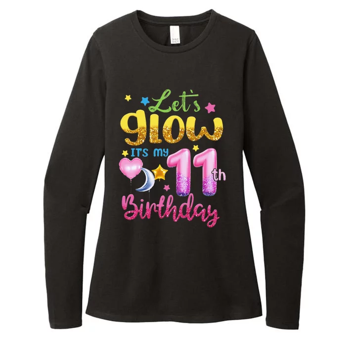 11 Years Old Let's Glow It's My 11th Birthday Womens CVC Long Sleeve Shirt