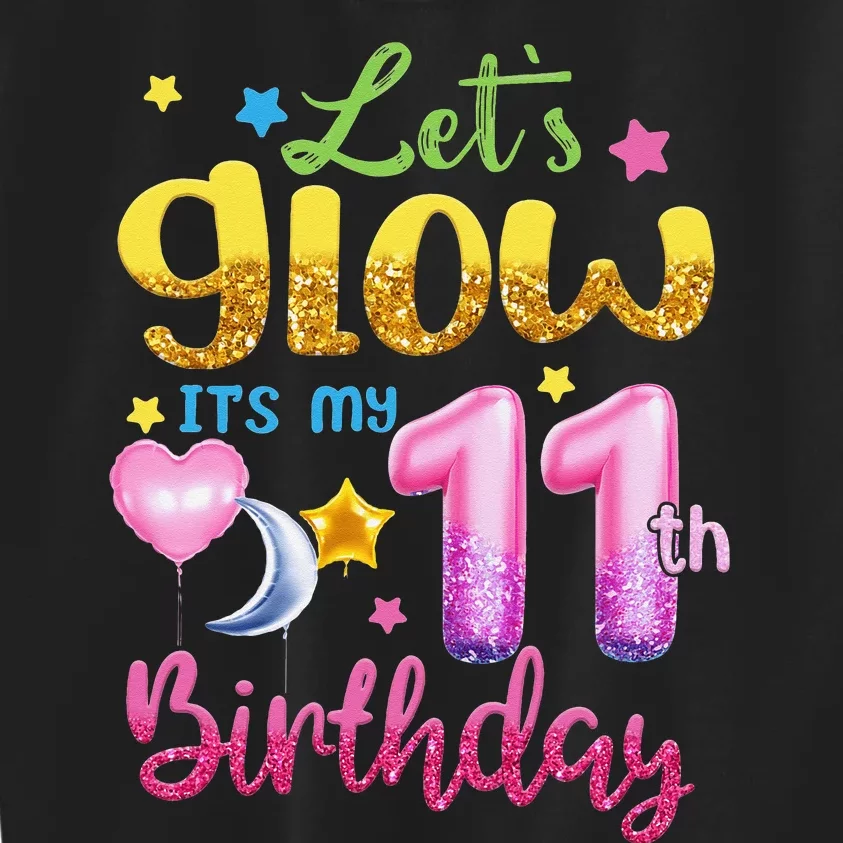 11 Years Old Let's Glow It's My 11th Birthday Kids Sweatshirt