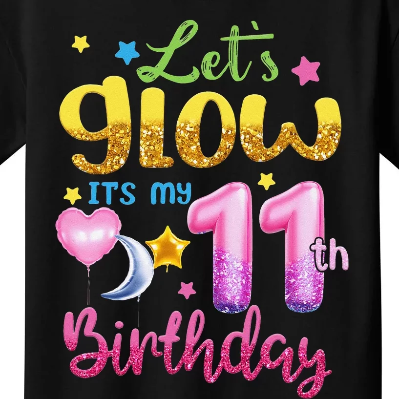 11 Years Old Let's Glow It's My 11th Birthday Kids T-Shirt