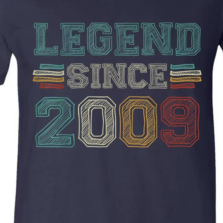 13 Years Old Legend Since 2009 13th Birthday V-Neck T-Shirt