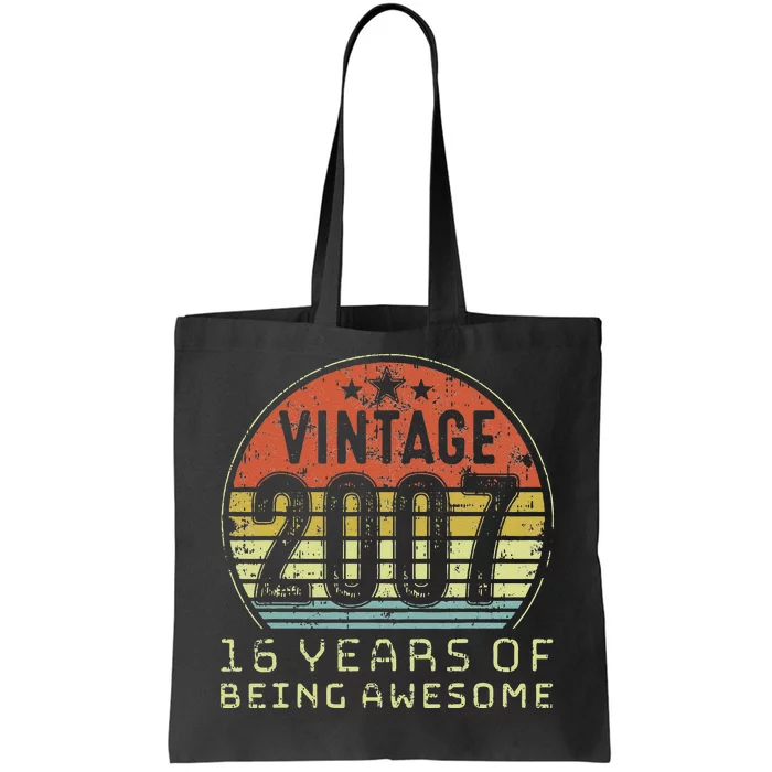 16 Year Old Birthday Vintage 2007 16th Birthday Cute Tote Bag