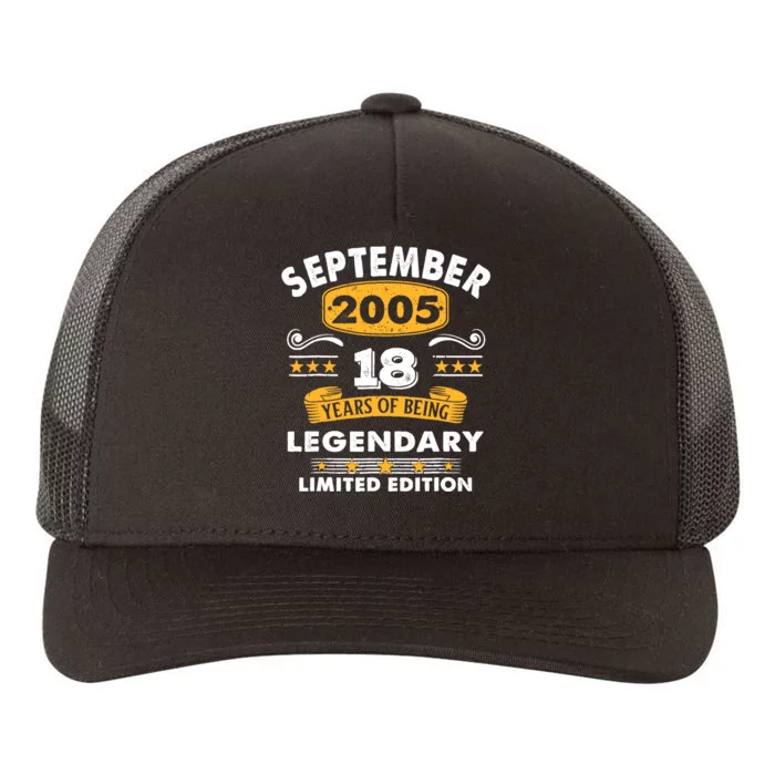 18 Years Old Legend Since September 2005 18th Birthday Gifts Yupoong Adult 5-Panel Trucker Hat