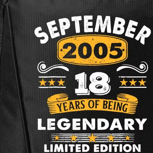 18 Years Old Legend Since September 2005 18th Birthday Gifts City Backpack