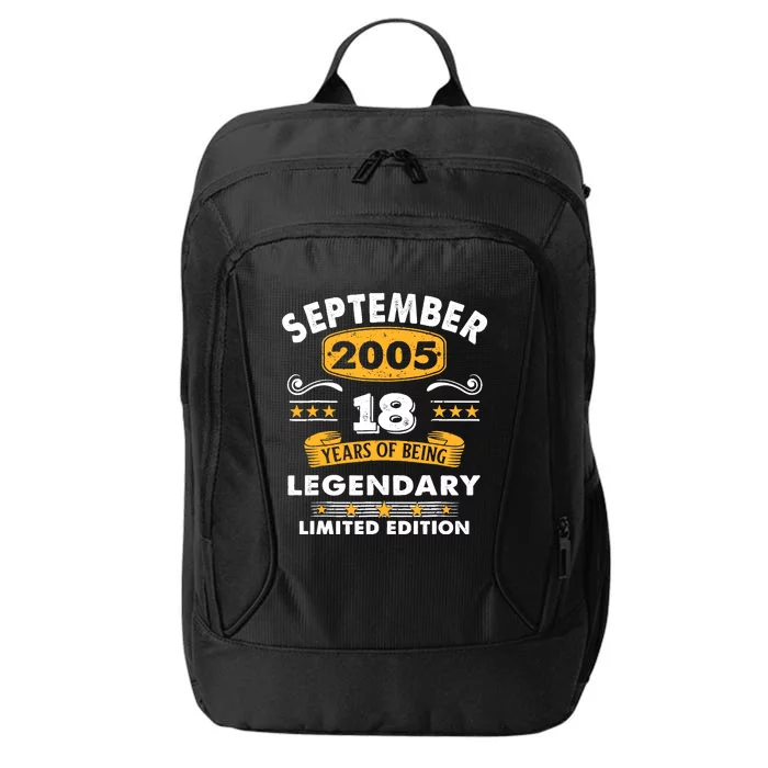 18 Years Old Legend Since September 2005 18th Birthday Gifts City Backpack