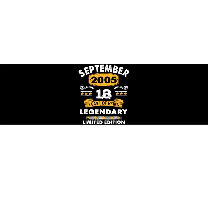 18 Years Old Legend Since September 2005 18th Birthday Gifts Bumper Sticker