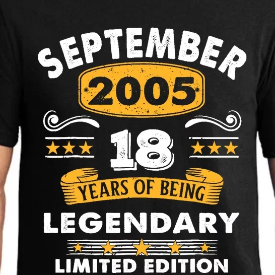 18 Years Old Legend Since September 2005 18th Birthday Gifts Pajama Set