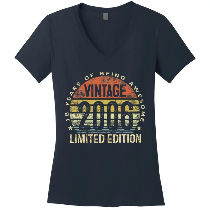 18 Year Old Gifts Vintage 2006 Limited Edition 18th Birthday Women's V-Neck T-Shirt