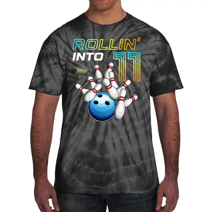 11 Year Old Bowling Retro Vintage 11th Birthday Tie-Dye T-Shirt