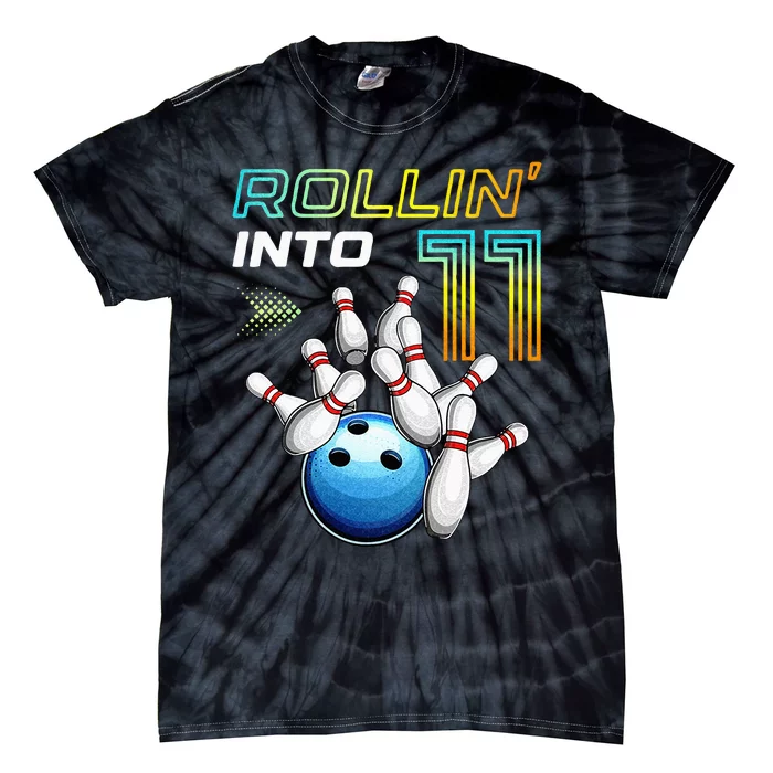 11 Year Old Bowling Retro Vintage 11th Birthday Tie-Dye T-Shirt