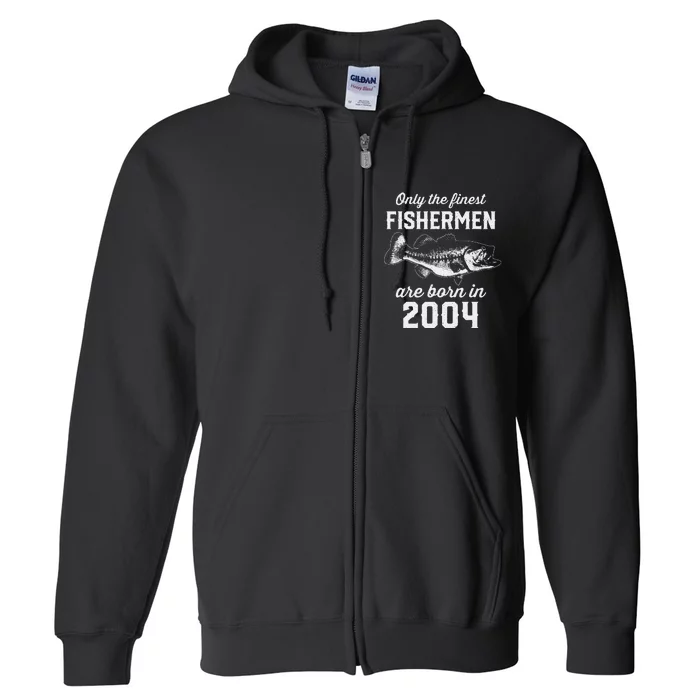 19 Year Old Fisherman Fishing 2004 19th Birthday Full Zip Hoodie