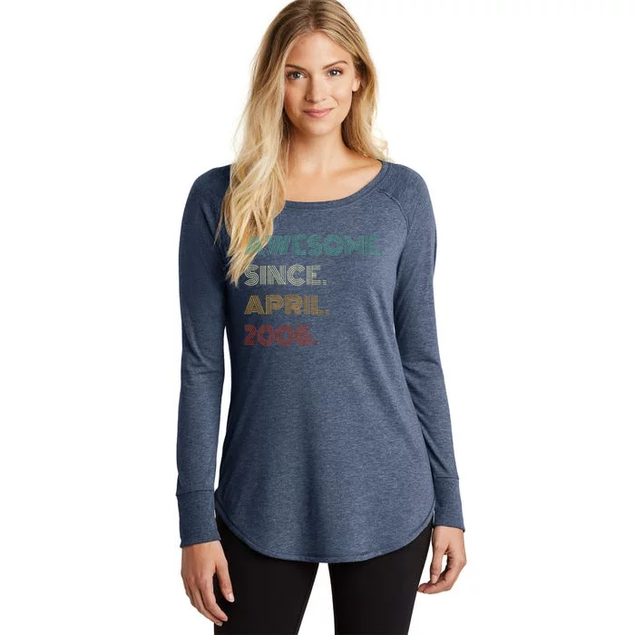 18 Years Old Awesome Since April 2006 18th Birthday Women's Perfect Tri Tunic Long Sleeve Shirt