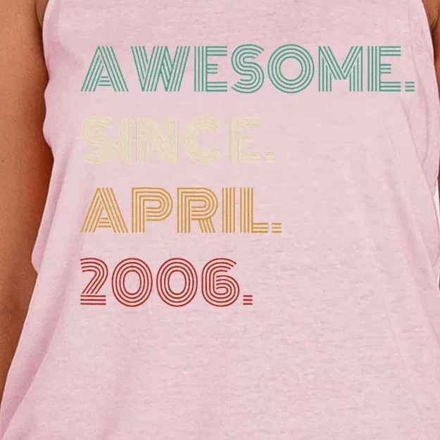 18 Years Old Awesome Since April 2006 18th Birthday Women's Knotted Racerback Tank