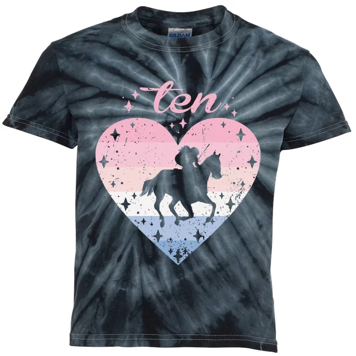 10 Year Old Cute Horse Riding Birthday Kids Tie-Dye T-Shirt