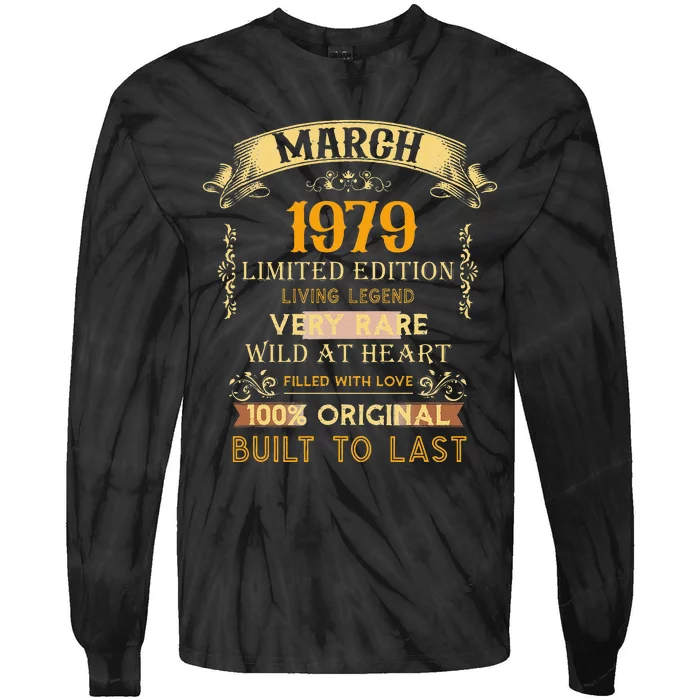 1979 Year Old Gift Vintage March 1979 44th Birthday Gifts Tie-Dye Long Sleeve Shirt