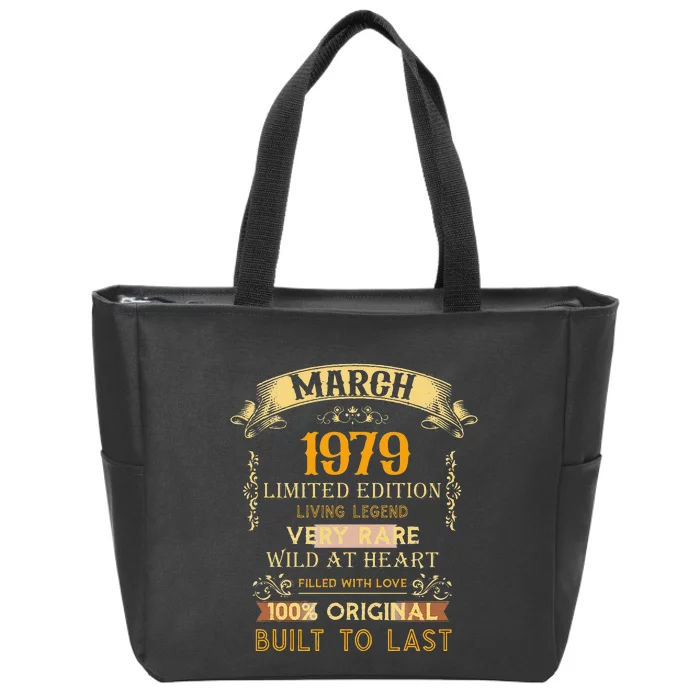 1979 Year Old Gift Vintage March 1979 44th Birthday Gifts Zip Tote Bag