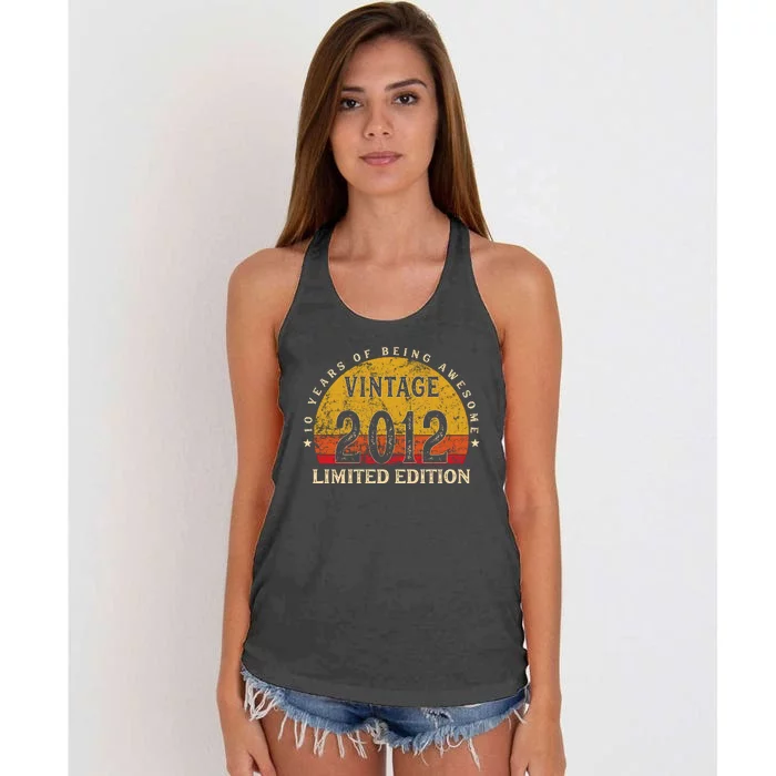 10 Year Old Gifts Retro Vintage 2012 Limited Edition 10th Birthday Women's Knotted Racerback Tank