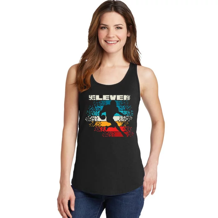 11 Year Old 11th Vintage Retro Football Birthday Party Ladies Essential Tank