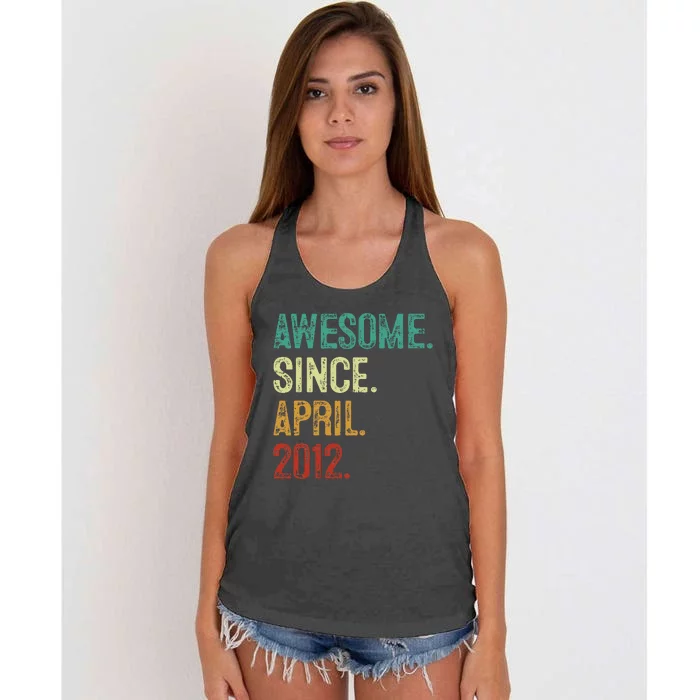 12 Year Old Awesome Since April 2012 12th Birthday Women's Knotted Racerback Tank