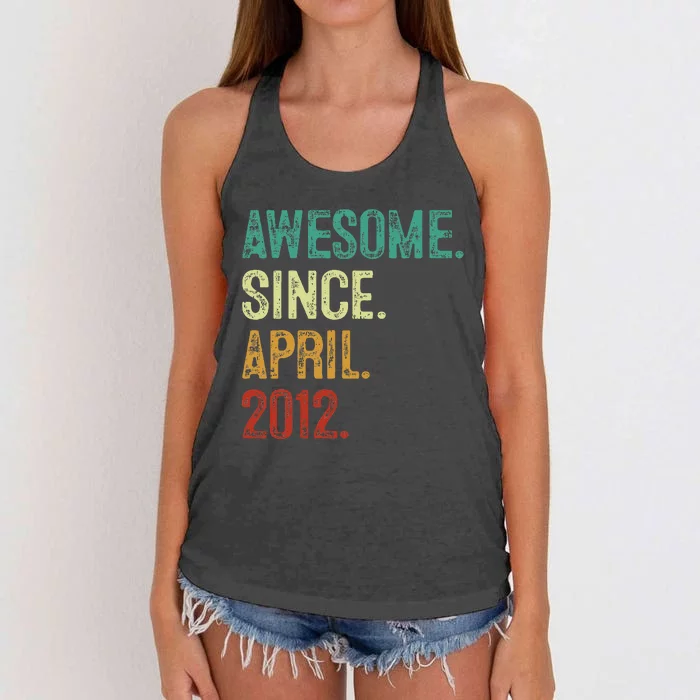 12 Year Old Awesome Since April 2012 12th Birthday Women's Knotted Racerback Tank