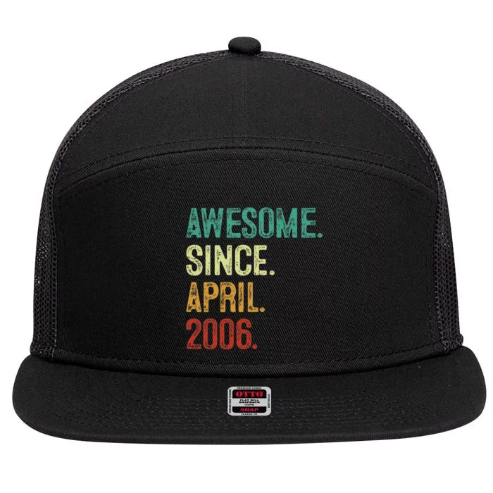 18 Year Old Awesome Since April 2006 18th Birthday 7 Panel Mesh Trucker Snapback Hat