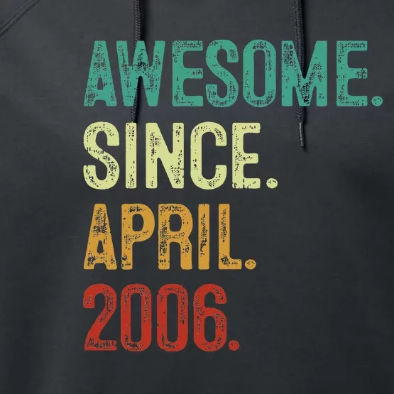 18 Year Old Awesome Since April 2006 18th Birthday Performance Fleece Hoodie