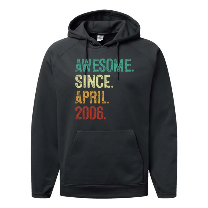 18 Year Old Awesome Since April 2006 18th Birthday Performance Fleece Hoodie